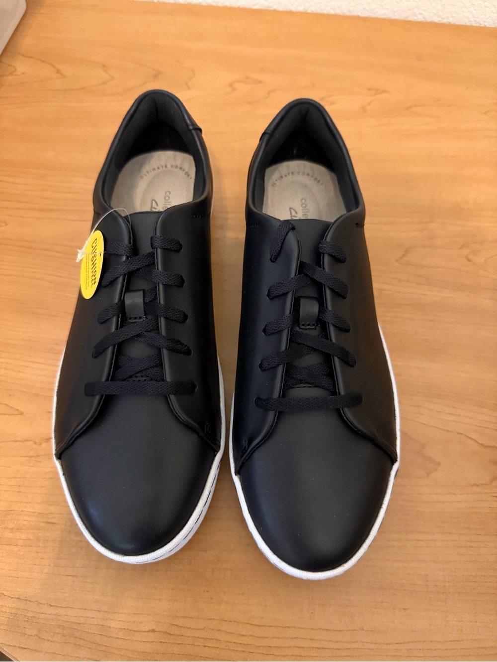 Clarks Black Leather Low-Top Sneakers with White Sole